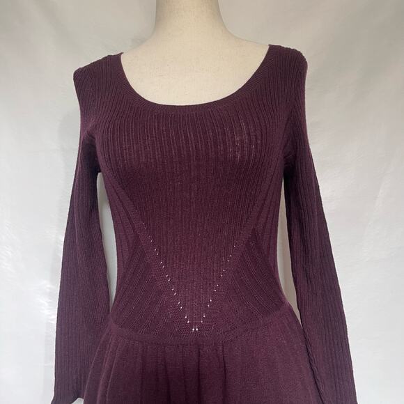 American Eagle Ribbed Knit Dress M Y2K Whimsigoth Preppy Pointelle Dark Academia - Picture 2 of 15